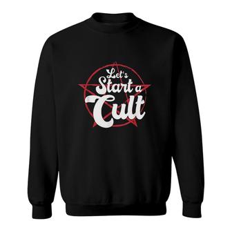 Funny Lets Start A Cult Big Devil Symbol Horror Cult Ritual Red Sweatshirt - Thegiftio UK