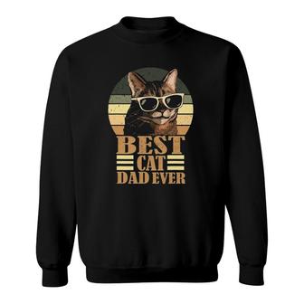 Funny Mens Vintage Retro Best Cat Dad Ever Sweatshirt | Mazezy