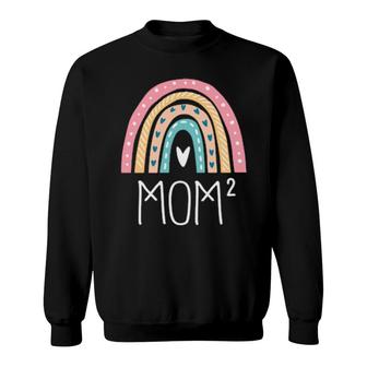 Funny Mom2 Rainbow Twin Mom Mama Of Two Sweatshirt | Mazezy