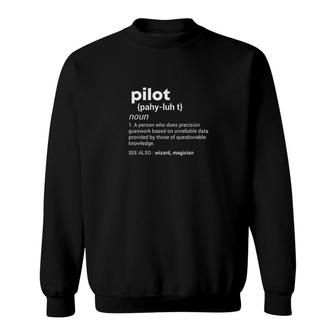 Funny Pilot Definition Design Airplane Jet Aviation Graphic Sweatshirt | Mazezy