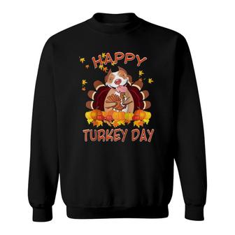 Funny Pitbull Happy Turkey Day Tee Thanksgiving Costume Gift Sweatshirt | Mazezy