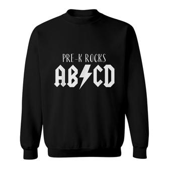 Funny Prek Teacher Cute Back To School Gift Abcd Rock Sweatshirt - Thegiftio UK