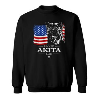Funny Proud Akita Dad American Flag Patriotic Dog Gift Sweatshirt | Mazezy