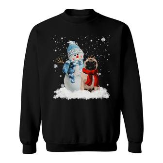 Funny Pug Dog Christmas Snowman Christmas Pajama Sweatshirt | Mazezy