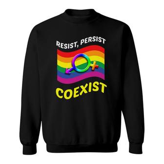 Funny Resist Persist Coexist Bi Lesbian Gay Lgbt Sweatshirt | Mazezy
