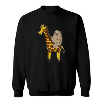Funny Sloth Riding On Giraffe Sweatshirt | Mazezy