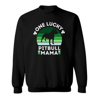 Funny St Patrick's Day One Lucky Pitbull Mama Pitbull Dog Sweatshirt | Mazezy
