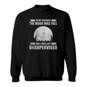 Funny Wicca In My Defense Full Moon Witch Pagan Halloween Sweatshirt | Mazezy