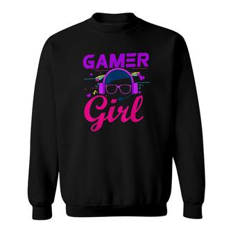 Gamer Girl Cute Gaming For Girls Gamers Video Games Purple Sweatshirt - Thegiftio UK