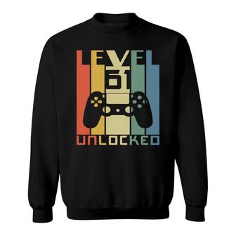Gamer Level 61 Unlocked Retro 61Th Birthday Gift Sweatshirt - Seseable
