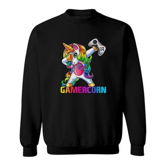 Gamercorn Dabbing Unicorn Video Game Controller Gamer Sweatshirt - Thegiftio UK