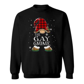 Gay Gnome Buffalo Plaid Matching Family Christmas Pajama Sweatshirt | Mazezy