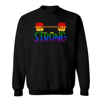 Gay Pride Strong Gym Rainbow Barbell Sweatshirt | Mazezy