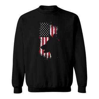 German Shepherd American Flag Usa Patriotic Dog Gift Sweatshirt | Mazezy