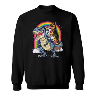 German Shepherd Unicorn Dinosaur T Rex Girls Rainbow Sweatshirt | Mazezy