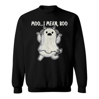 Ghost Cow Moo I Mean Boo Cow Lover Farmer Halloween Costume 2021 Sweatshirt | Mazezy