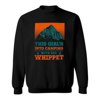 Girl's Into Camping With Her Whippet Dog Mama Snap Dog Sweatshirt | Mazezy