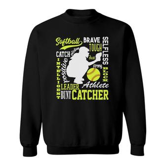 Girls Softball Catcher Great For Teens Traits Of A Catcher Sweatshirt | Mazezy