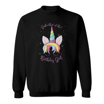 Godmother Of The Birthday Girl Unicorn Face Sweatshirt | Mazezy