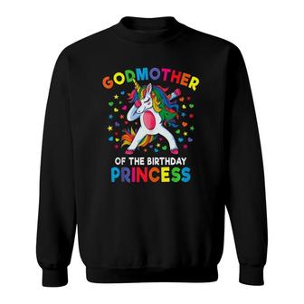 Godmother Of The Birthday Princess Dabbing Unicorn Party Sweatshirt | Mazezy