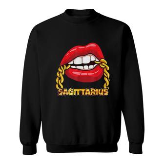 Gold Chain Sagittarius Zodiac Sign Sweatshirt | Mazezy