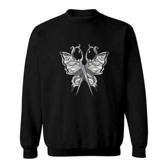 Goth Girl Hairdresser Hustler Tattoo Art Butterfly Scissors Sweatshirt - Thegiftio