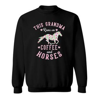 Grandma Coffee And Horse Lover Gift Grandmother Equestrian Sweatshirt | Mazezy