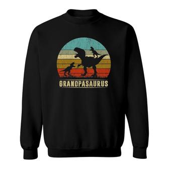 Grandpa Dinosaur Grandpasaurus 2 Two Kids Father's Day Sweatshirt | Mazezy