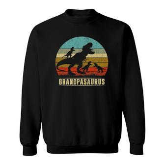 Grandpasaurus Rex Grandpa Dinosaur 3 Three Kids Father's Day Sweatshirt | Mazezy