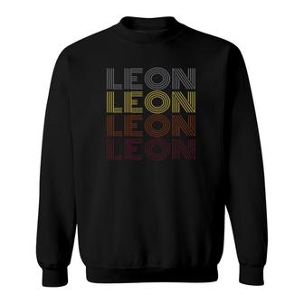 Graphic 365 First Name Leon Retro Pattern Vintage Style Sweatshirt | Mazezy