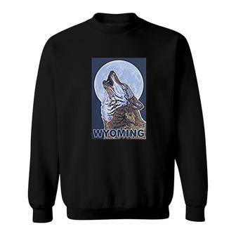 Gray Wolf Howling Wyoming Sweatshirt | Mazezy
