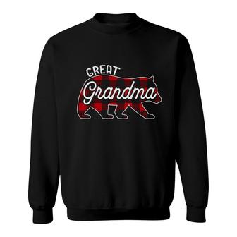 Great Grandma Bear Red Buffalo Plaid Family Sweatshirt - Thegiftio UK
