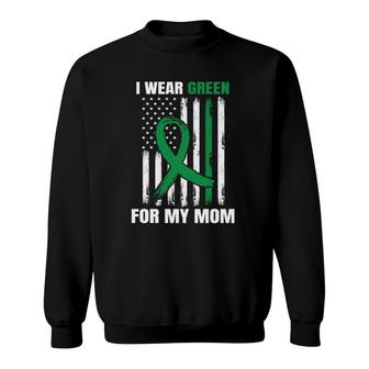 Green For Mom Liver Cancer Disease Awareness American Flag Sweatshirt | Mazezy