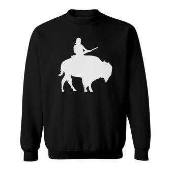 Guy On A Buffalo Silhouette - Sweatshirt | Mazezy