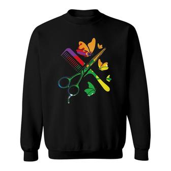Hairdresser Gay Pride Lgbtq Scissors Cool Beautician Gifts Sweatshirt | Mazezy