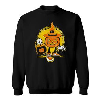 Halloween Pumpkin Game Design Character With Candies Sweatshirt | Mazezy