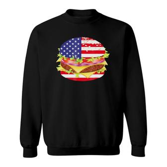 Hamburger Usa Flag - 4Th Of July Bbq Sweatshirt | Mazezy DE