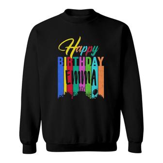 Happy Birthday Emma Personalized Name Gift Custom B-Day Sweatshirt | Mazezy