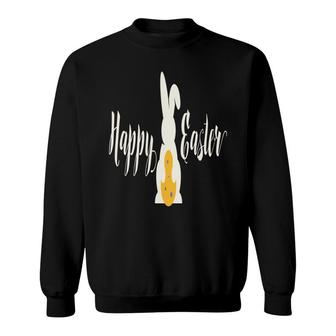 Happy Easter Bunny With Egg Hunting Easter Pregnancy Announcement Sweatshirt - Seseable
