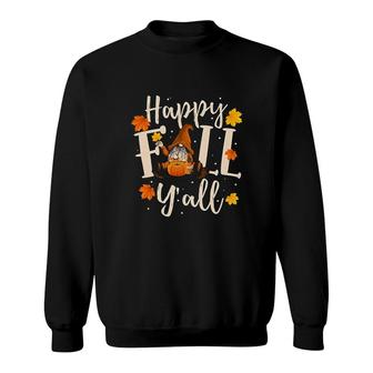 Happy Fall Yall Cute Gnomes Pumpkin Autumn Tree Fall Leaves Sweatshirt - Thegiftio UK