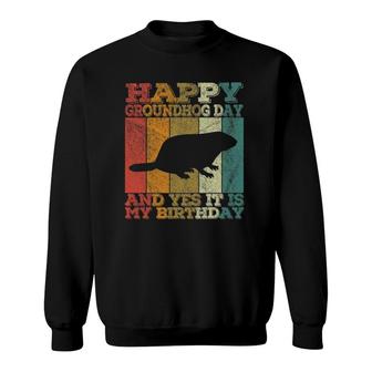 Happy Groundhog Day Birthday On February 2 Retro Vintage Sweatshirt | Mazezy
