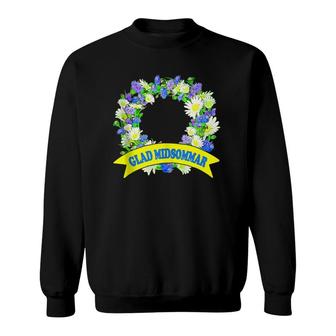Happy Midsummer Floral Wreath Glad Midsommar Festival Sweden  Sweatshirt