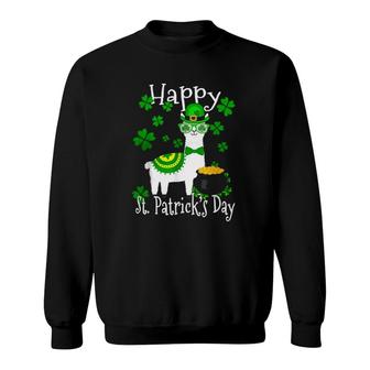 Happy St Patricks Day Llama Dad Mom Boy Girl Lucky Gift Sweatshirt | Mazezy