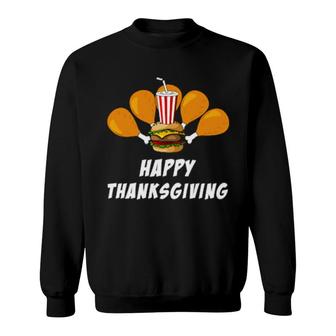 Happy Thanksgiving Turkey Chicken Leg Hamburger Soda Sweatshirt | Mazezy