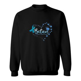 Hashimoto's Disease Awareness Butterfly Believe Sweatshirt | Mazezy