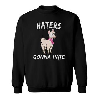 Haters Gonna Hate Llama Mama Lgbt Rainbow Pink Scarf Sweatshirt | Mazezy