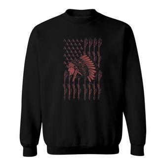 Headdress Native Indian Pride Arrows Us Flag Native American Sweatshirt | Mazezy