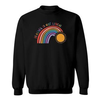 Healing Is Not Linear Rainbow Sun Mental Health Matters Sweatshirt | Mazezy