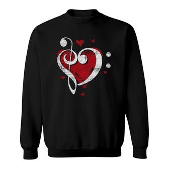 Heart Clef Bass Clef Valentines Day Treble Clef Sweatshirt | Mazezy