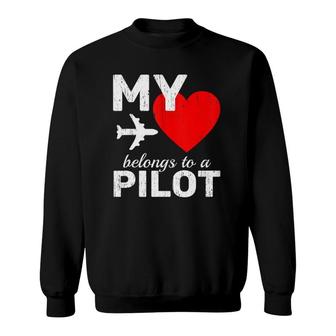 Heart Pilot Airplane Aircraft Sky Fly Couple Tee Copilot Sweatshirt | Mazezy CA